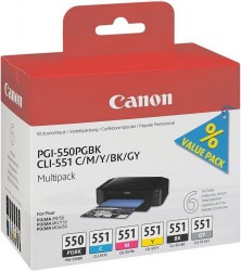 Canon PGI-550/CLI-551 Multipack 6 Farben (PGBLK-CMYK-GRY) <span class="itemid">6496B005</span>