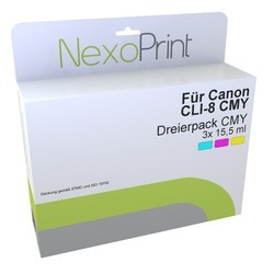 NexoPrint Tinten Kombipack f&#252;r Canon CLI-8C/M/Y / 0621B029 