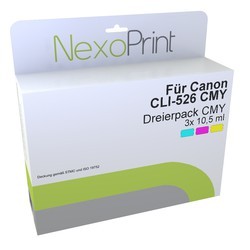 NexoPrint Tinten Multipack f&#252;r Canon CLI-526 C/M/Y / 4541B009 