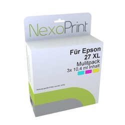 NexoPrint Druckerpatronen 3 Farben Multipack f&#252;r Epson 27 XL 