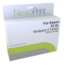 NexoPrint Tinten Multipack (5 Farben) f&#252;r Epson Typ 33 XL / C13T33574010 