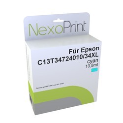 NexoPrint Tintenpatrone Cyan f&#252;r Epson 34 XL 