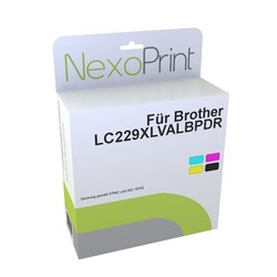 NexoPrint 4x Tintenpatronen Value Pack  f&#252;r Brother LC229XLVALBPDR 